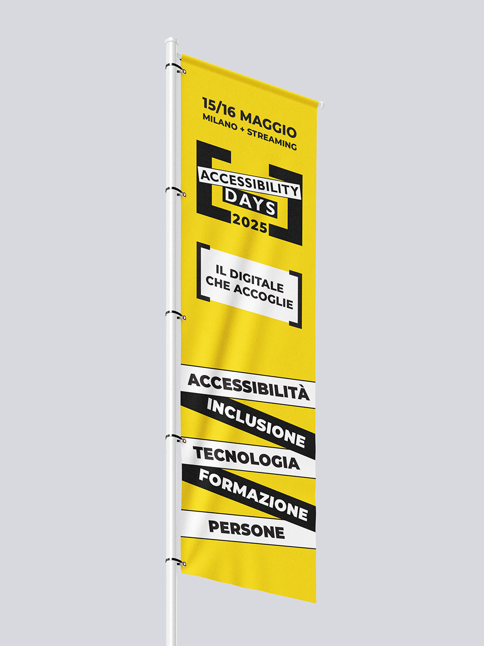 Bandiera dell'evento di Accessibility Days 2025 con il logo, la data e le scritte relative all'inclusività e accessibilità.