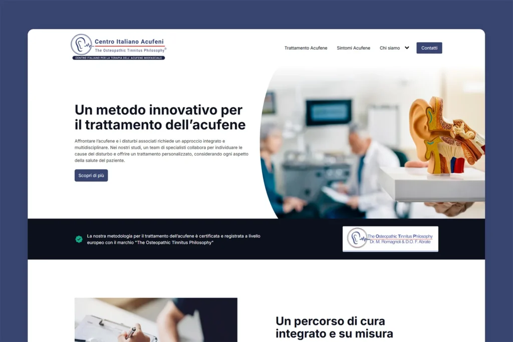 Anteprima della homepage del sito "Centro Italiano Acufeni"