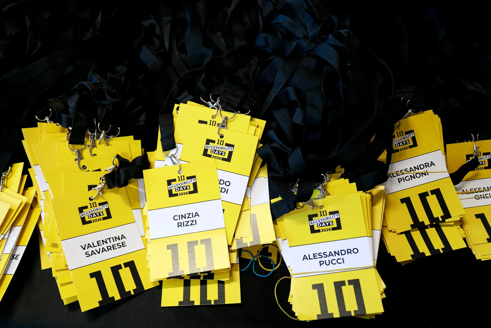 Badge con i nomi dei partecipanti