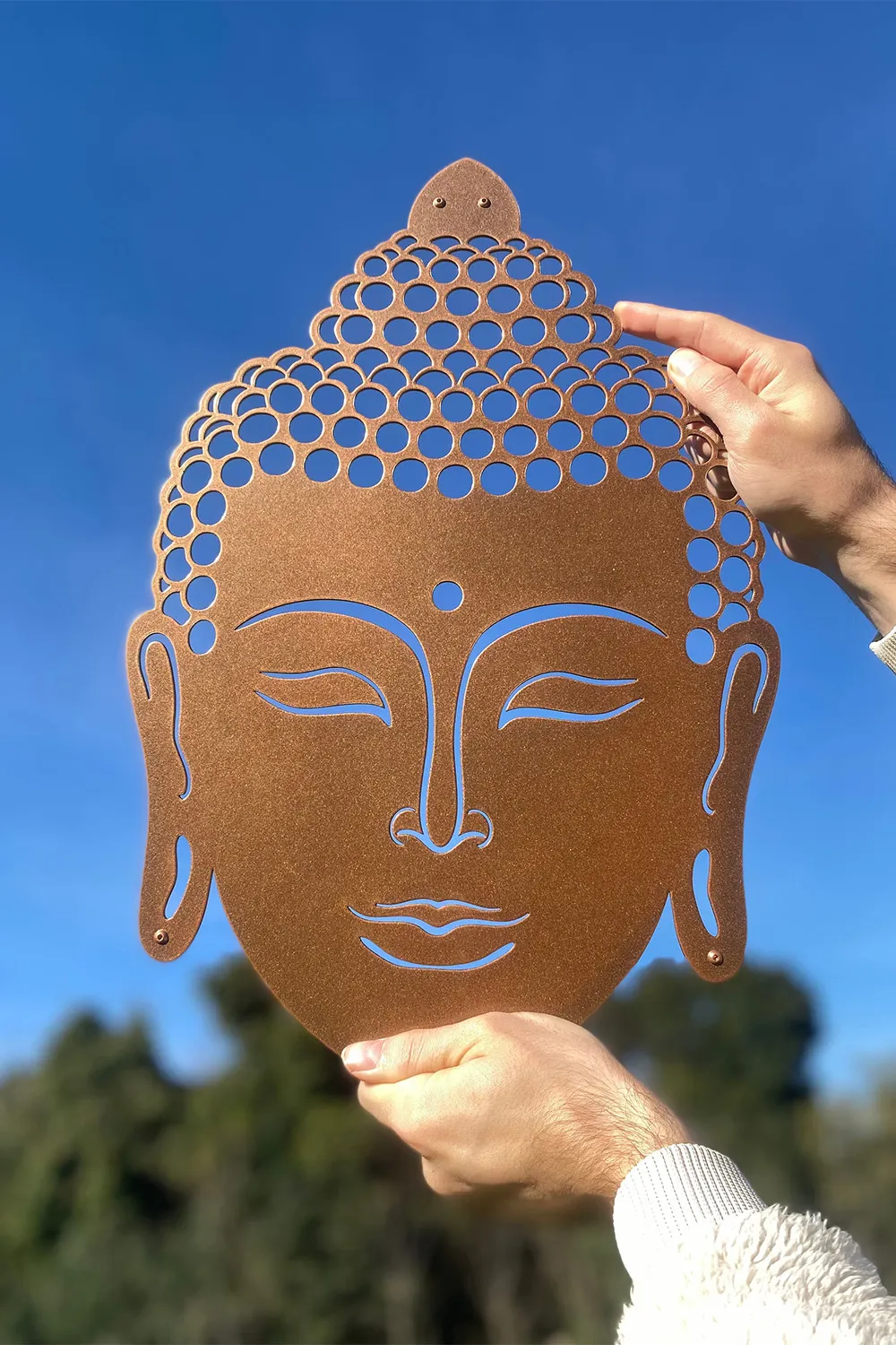 Decorazione murale in metallo rappresentante il Buddha
