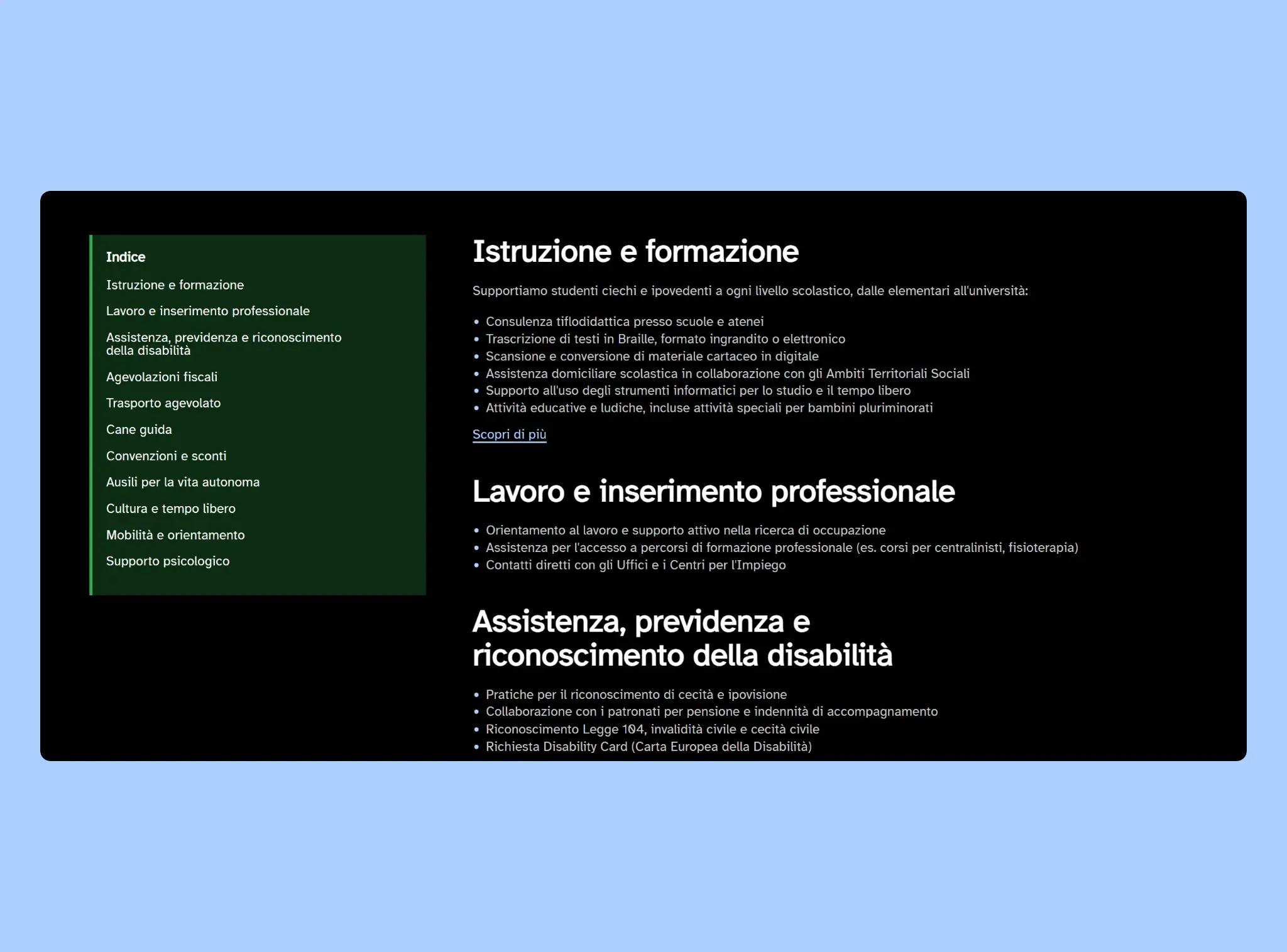 Versione scura del sito