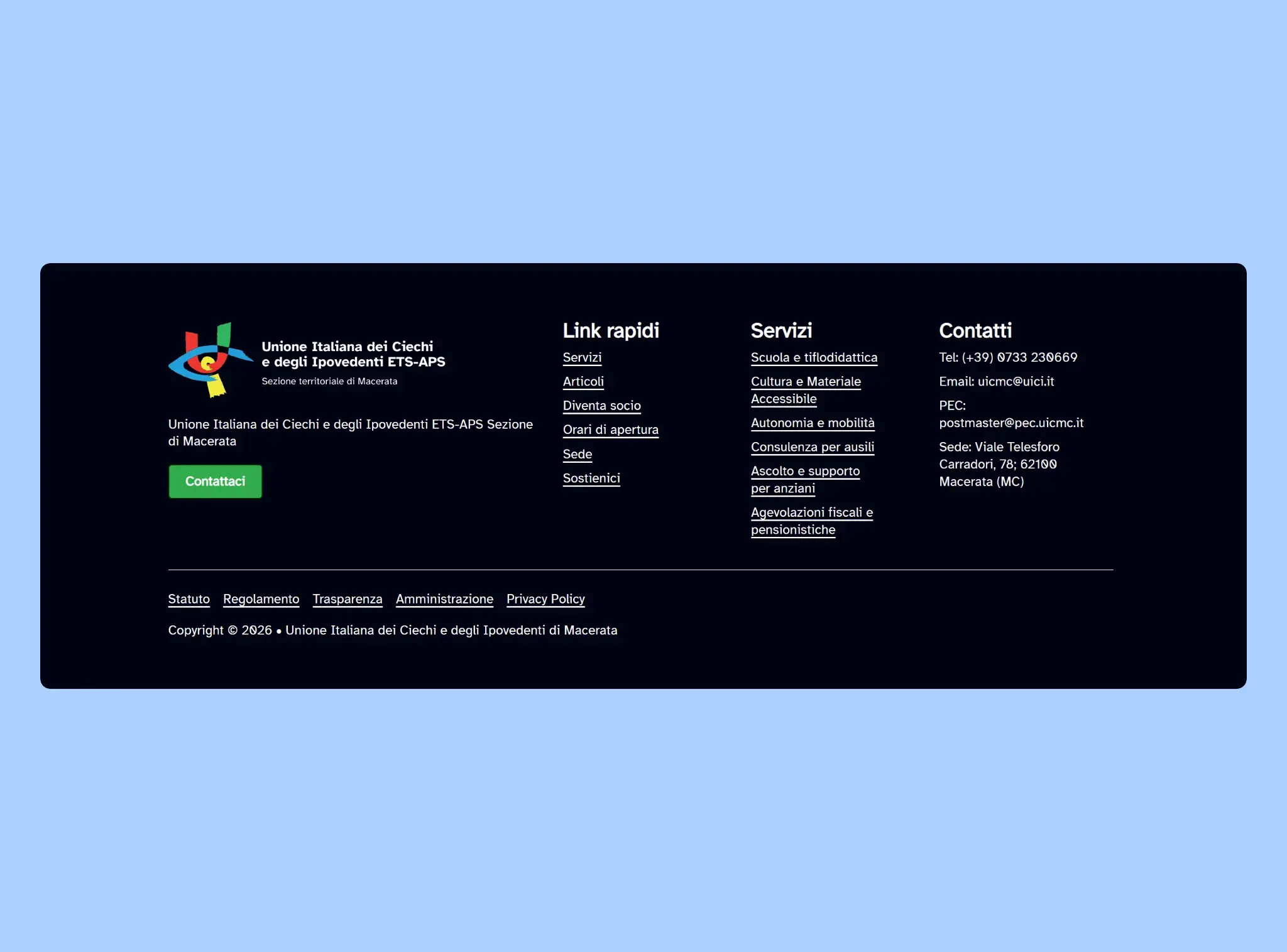 Footer del sito