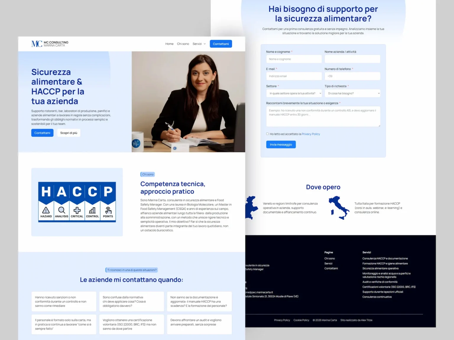 Mockup del sito di Marina Carta